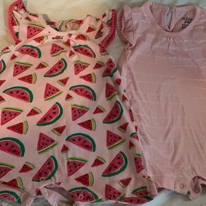 Chic Pea Watermelon 2pk. Rompers